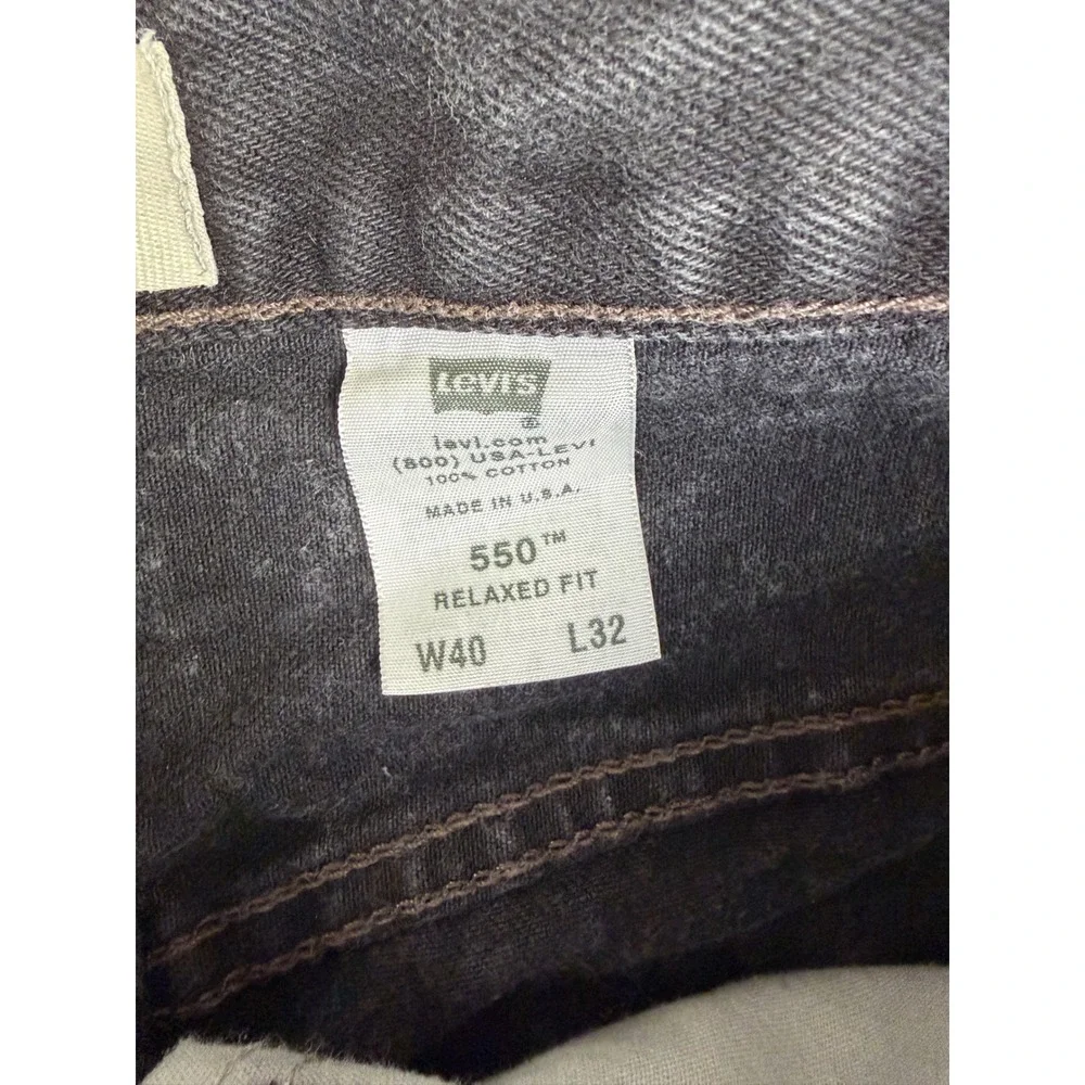 Y2K Levis‎ 550 Relaxed Fit Black Jeans Mens 40x32 Made in USA Distressed Denim